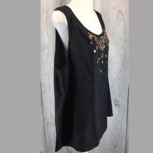 Lane Bryant Black Rhinestone Sequin Cami Tank Top